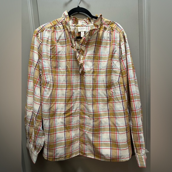 St. John's Bay Tops - St. John’s Bay Size 2X Cotton Plaid Blouse NWT
